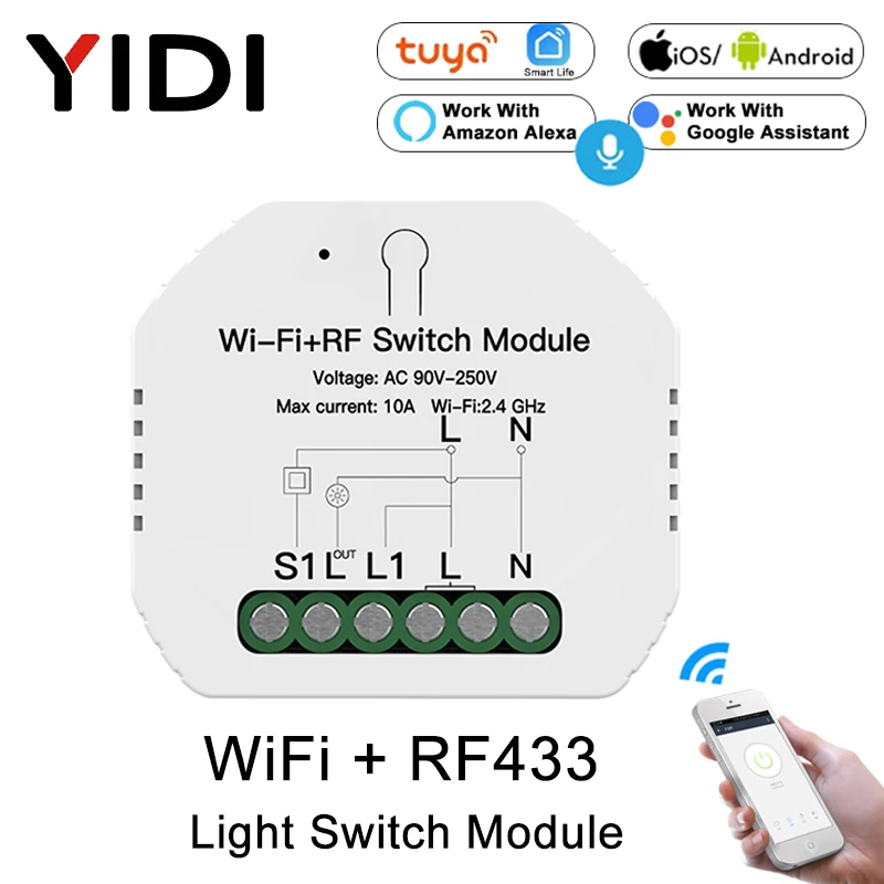 Мини DIY Wi-Fi RF433 Смарт релейный коммутационный модуль 1 Gang 1/2 способ приложение Smart
