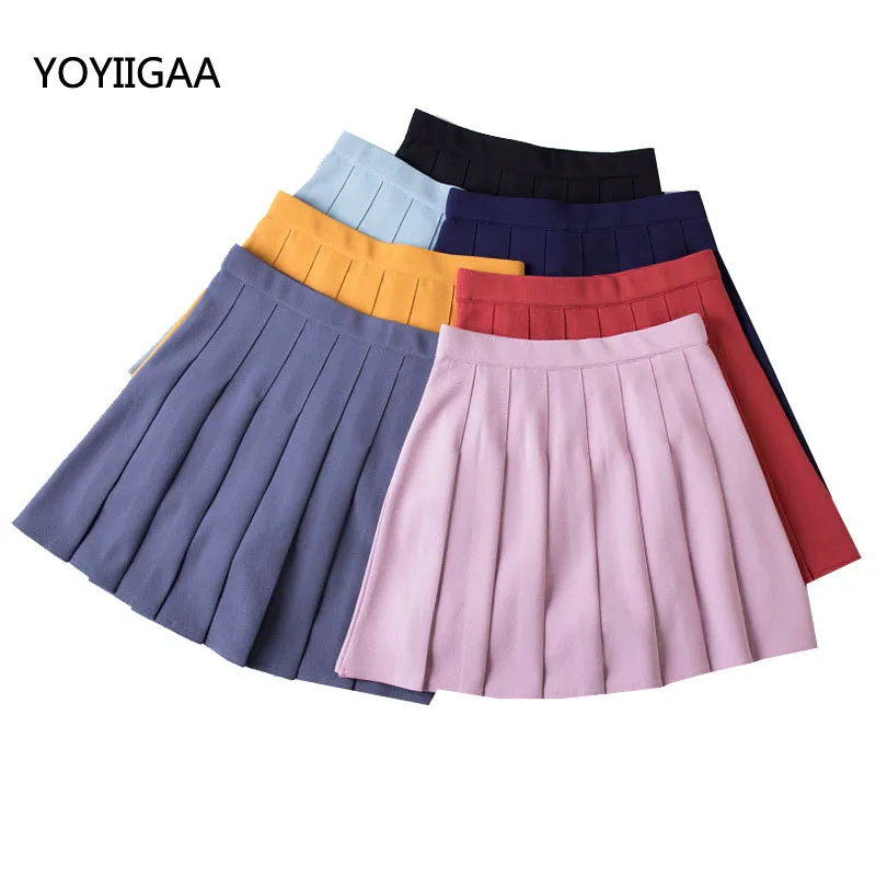 Summer Casual Solid Pleated Skirts Fashion Women Skirt Seven Color Sweet Girls High Waist A-Line Ladies Skirt for Woman Clothing