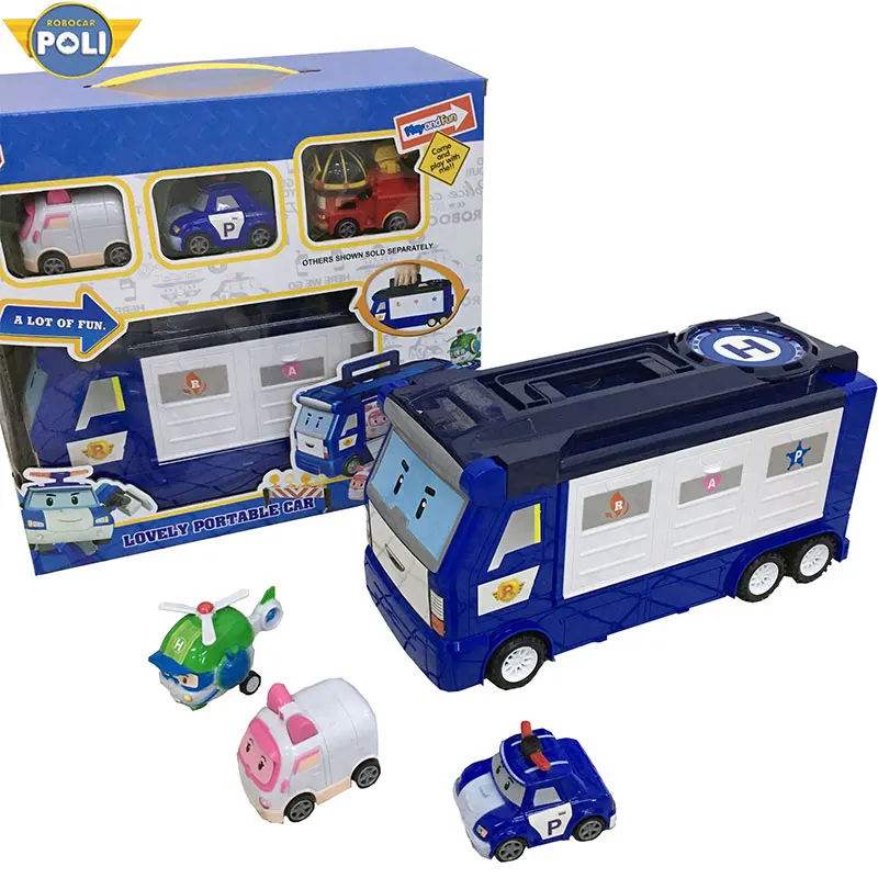 ROBOCAR POLI фигурка робота автобуса с тремя откатными автомобилями Поли школьная