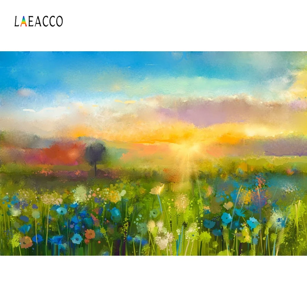 

Laeacco Flowers Painting Gradient Color Baby Newborn Photography Backgrounds Customized Photographic Backdrops For Photo Studio