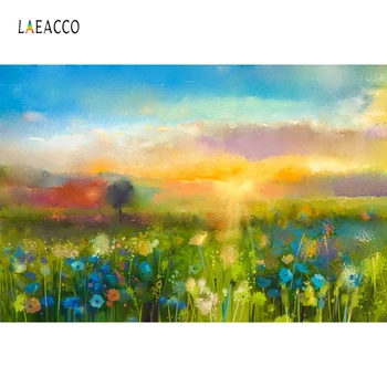 

Laeacco Flowers Painting Gradient Color Baby Newborn Photography Backgrounds Customized Photographic Backdrops For Photo Studio