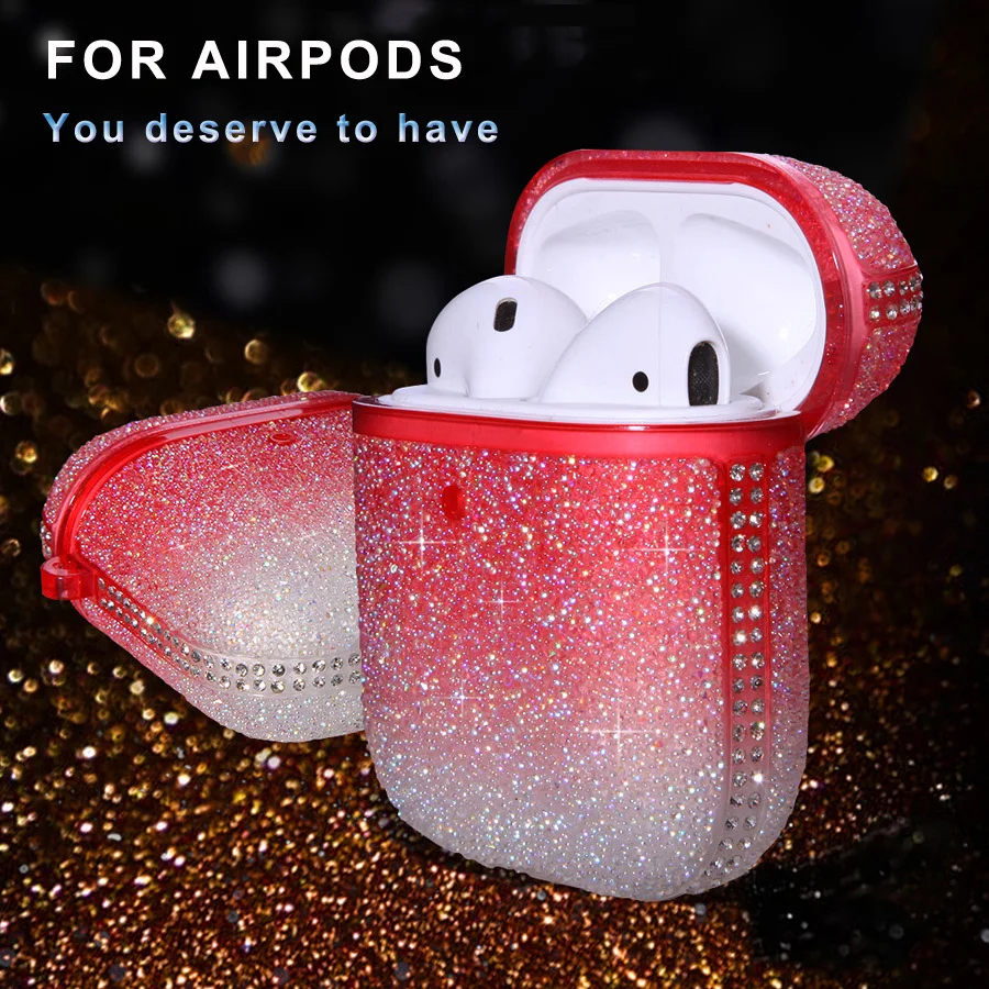 

Luxury flash diamond case for airpods Bluetooth headphone cover gradient silicone case for Apple airpod women headset cover