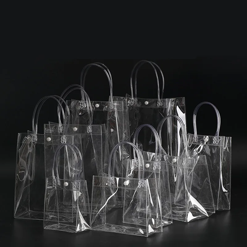 Gratis Dhl 100 Stks/partij 17*23*7 Cm Waterdichte Transparante Gift Bag Plastic Zak Pvc Winkel Cosmetische Verpakking tas Party Holiday Supplies Gratis Dhl 100 Stks/partij 17*23*7 Cm Waterdichte Transparante Gift Bag Plastic Zak Pvc Winkel Cosmetische Verpakking tas Party Holiday Supplies