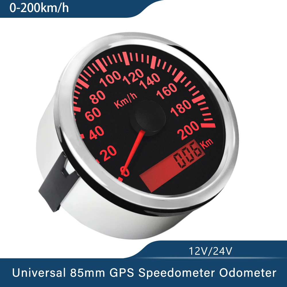 Wasserdicht Auto Lkw Boot Motor Auto 85mm GPS Tacho Gauge 120 km/h 200 km/h  Rot Hintergrundbeleuchtung 9-32V mit GPS Antenne - AliExpress