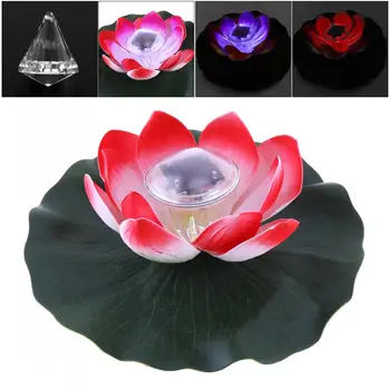 

Solar Powered Multi-colored LED Flower Lamp with Waterproof Grommet and Crystal Pendant Outdoor Floating Pond Night Light