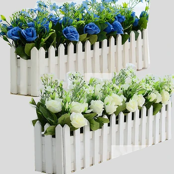 

50cm White Artificial Fence Flower Row Dragon Ball Rose Fake Flowers Bonsai Garden Decoration Artificial Flowers Home Decor