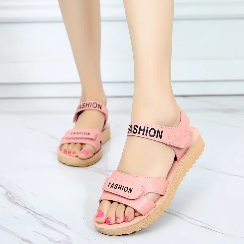 

2019 New Style Sandals Women's Summer Rome Sandals Korean-style Soft-Sole Massage Latex STUDENT'S Shoes Flat Heel WOMEN'S Sandal
