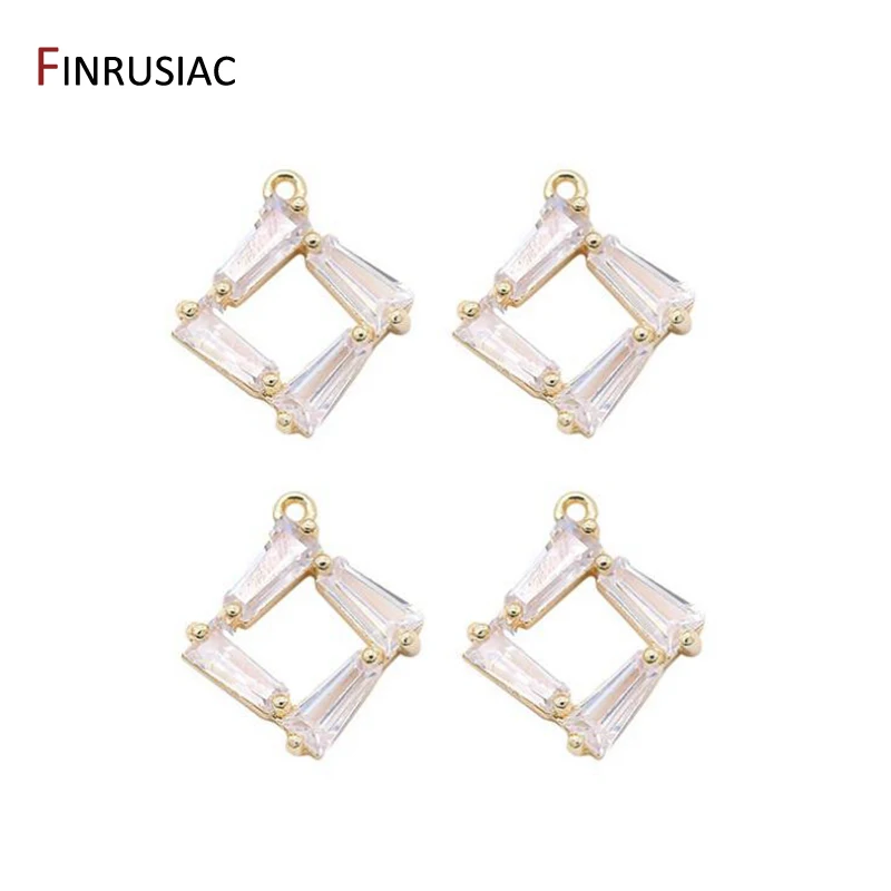 Shiny Zircon Crystal Square Shape Pendant For DIY Making Earrings Necklaces Jewellery Findings Components | Украшения и