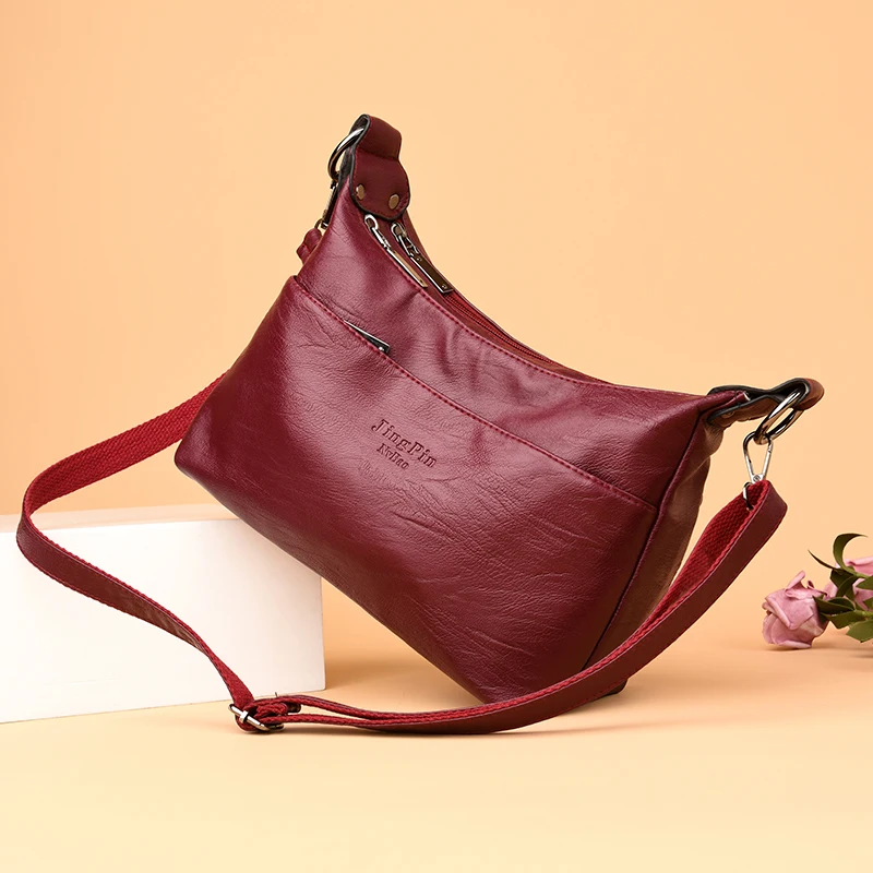 Новая дизайнерская красная сумка-хобо, модные женские кожаные сумки, сумки через плечо для женщин, женская сумка на плечо, женская сумка
