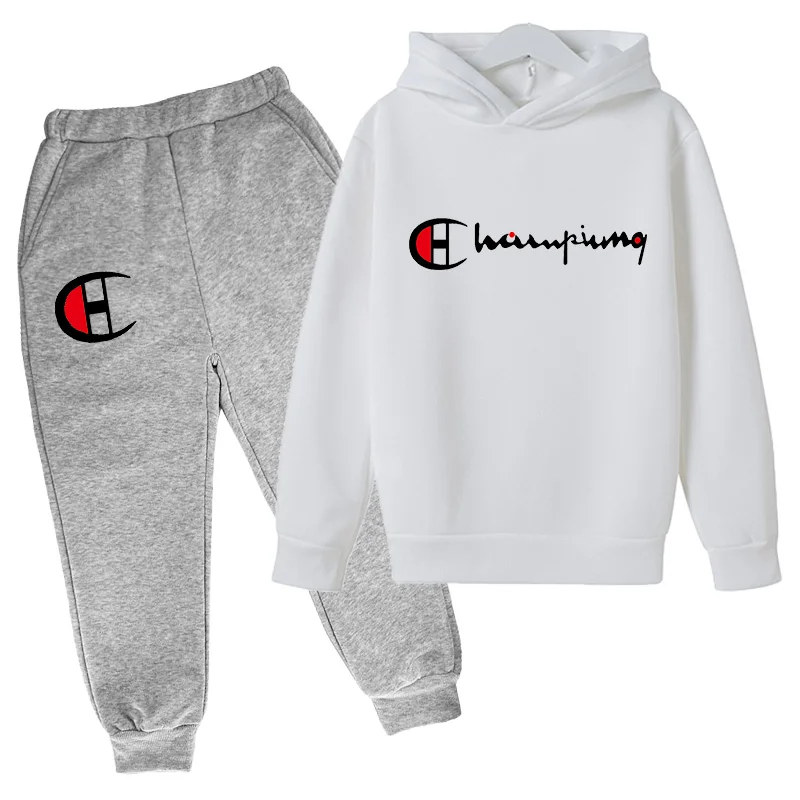 Ropa deportiva para niños y niñas, Jersey de algodón con capucha y pantalones informales, ropa deportiva de 2 piezas, Primavera