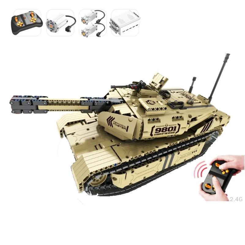 9801 военный 1276 шт. RC M1A2 контроль основной боевой танк модель строительных блоков