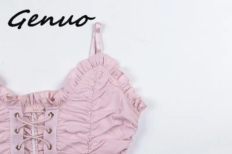 Genuo, новинка, женские топы на шнуровке, сексуальные, с открытыми плечами, тройники,, летние, для девушек, во французском стиле, полые, камзол, повседневные топы