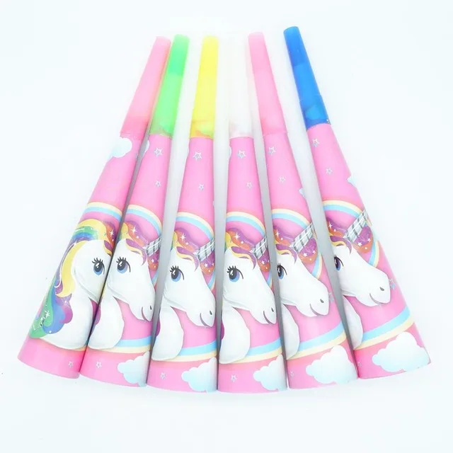 Unicorn 6 шт./партия, мультяшный Бэтмен, супергерой, Мстители, вечерние трубы, рог, Хлопушки, детский душ, украшения для дня рождения - Цвет: Unicorn