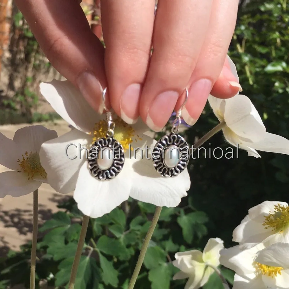 Pure FRESH WATER PEARL VINTAGE STYLE EARRINGS Oxidized Jewelry 3.1 CM Variation | Украшения и аксессуары