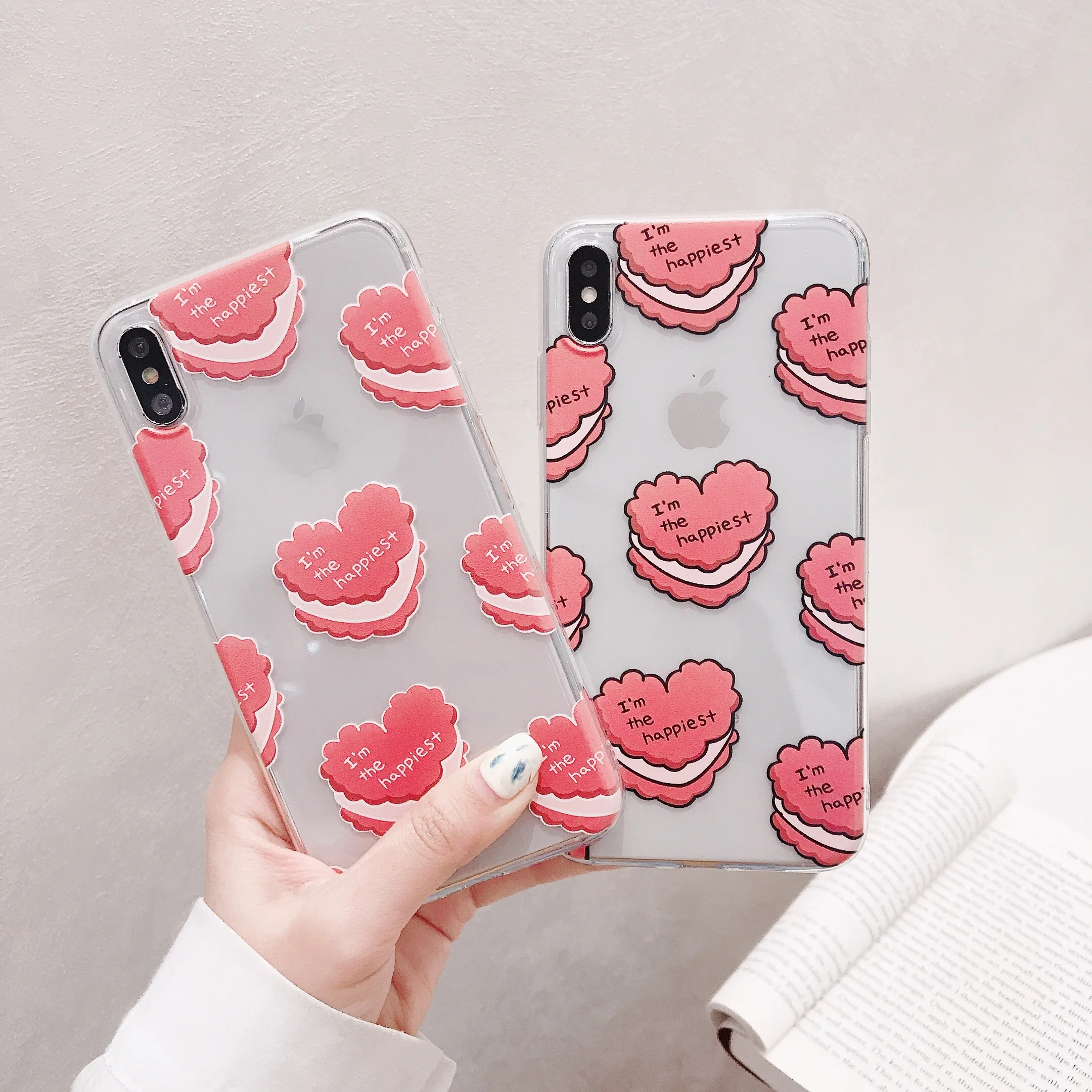

Pink Loves Heart Transparent case For iphone XS Max XR X Case For iphone 7 8 6 6S Plus Cover Ultra thin silicon TPU case fundas