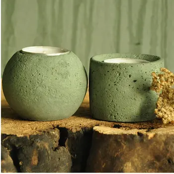 

Creative round candlestick concrete mould Gypsum candle holder Molds for cement Table decoration silicone form