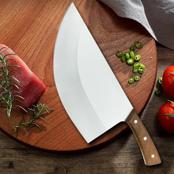 

Chinese Butcher Knife Set Serbian Chef Boning Knife Full Tang Forged Handmade Kitchen Knife Tool Cleaver Filleting Broad Knife