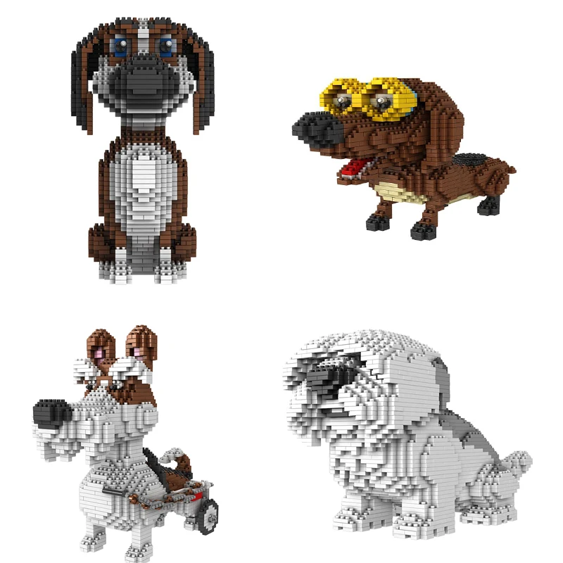 

Mini Cute Dog Model Building Blocks Small Diamond Particles Creative Educational DIY Brick Toys For Children Birthday Gift