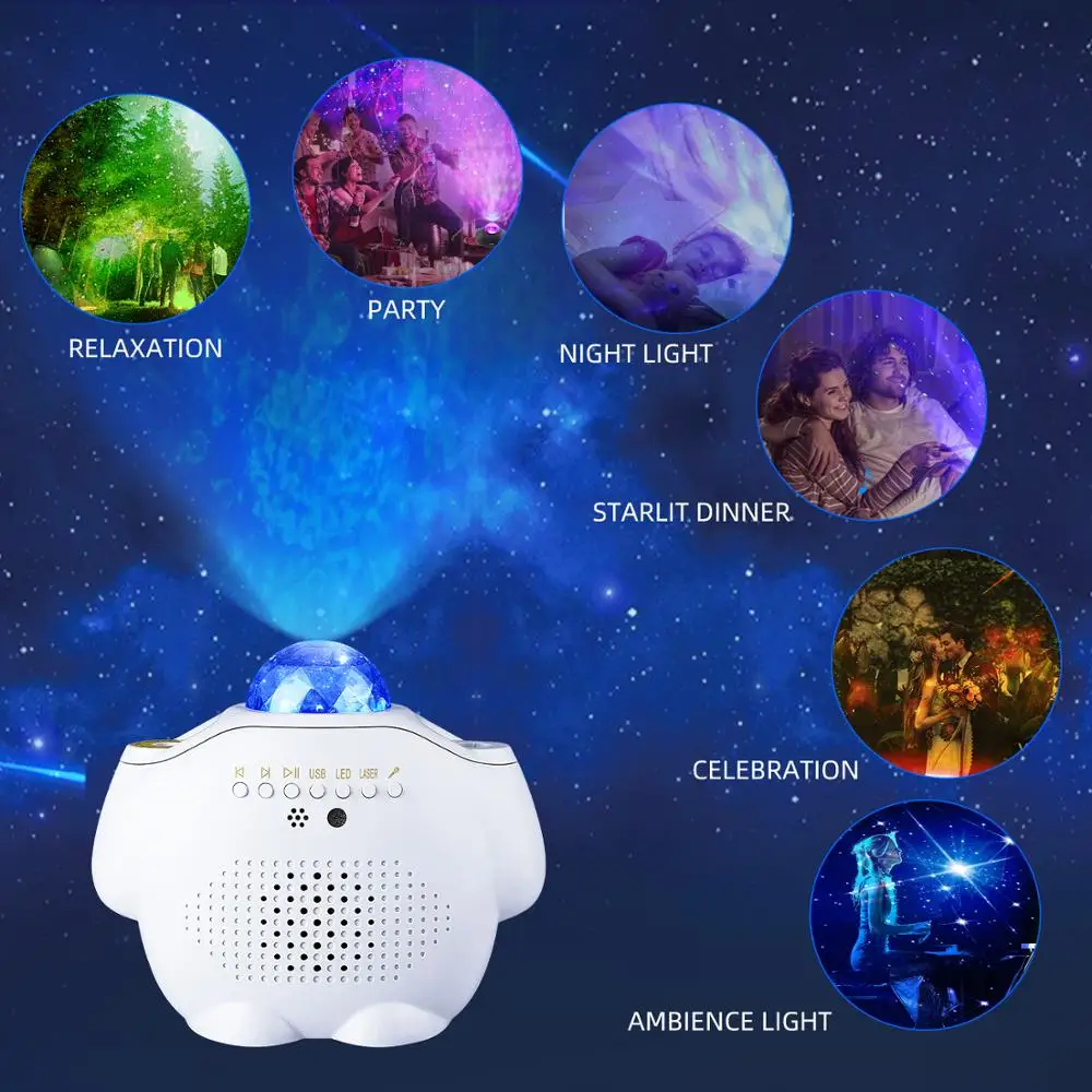 Bluetooth Звездный проектор светодиодная лампа Туманность с управлением