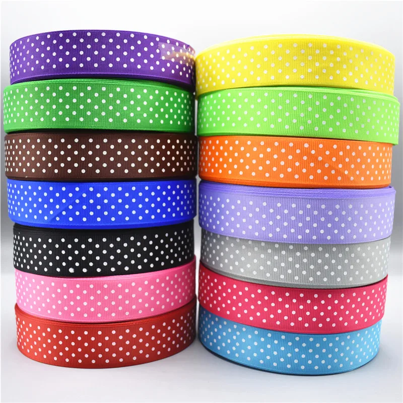 

5Yards/Lot Polka Dot Grosgrain Fabric Ribbon 2.5CM Width Satin for Gift Package Wrapping Accessories Making Sewing Lace Ribbons