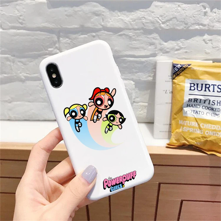 Милый Powerpuff телефон для девочек чехол для iPhone 7 X XS MAX XR 8 6 6s Plus 11Buttercup Bubbles карамельный цвет мягкая задняя крышка