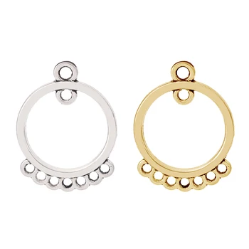 

60 x Tibetan Silver/Gold Open Round Earrings Multi Strand Chandelier Connectors Charms for Jewelry Making Accessories 24x18mm