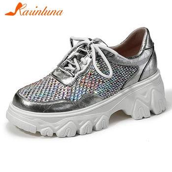 

KARINLUNA Brand Girl Summer High Sneakers Cool Patent Leather Women Sneakers Fashion Summer Breathable Platform Women Shoes
