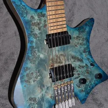 NK безголовая гитара Fanned Frets электрическая гитара синий/черный цвет жареное Пламя клен шеи гитара