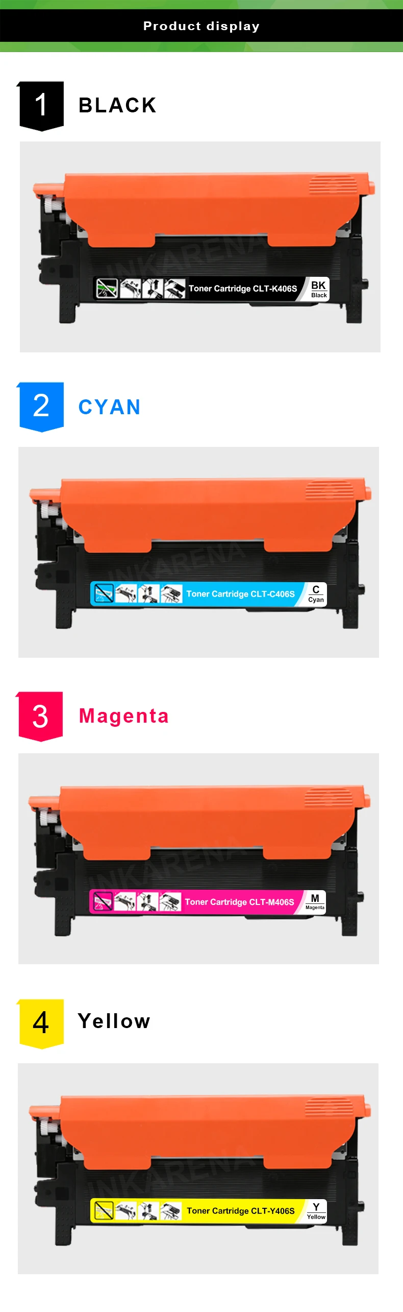 INKARENA 4 вида цветов совместимый картридж с тонером для принтера CLT-406s K406s для samsung Xpress C410w C460fw C460w CLP 365w CLP-360 CLX 3305 3305fw
