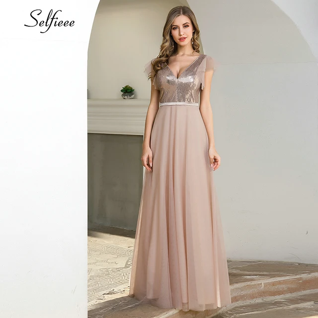 blush maxi dress with sleeves