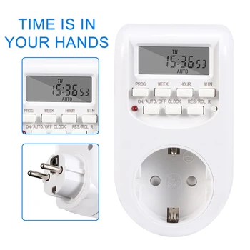 

New Programmable Timing Socket Kebidu Digital Timer Switch EU Plug Kitchen Timer Outlet 220V 50HZ 10A 7 Day 12/24 Hour Wholesale