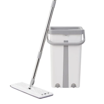 

Flat Mop Bucket Set 360 Degree Rotation Cleaning Lazy Tool Avoid Hand Washing for Home E2S