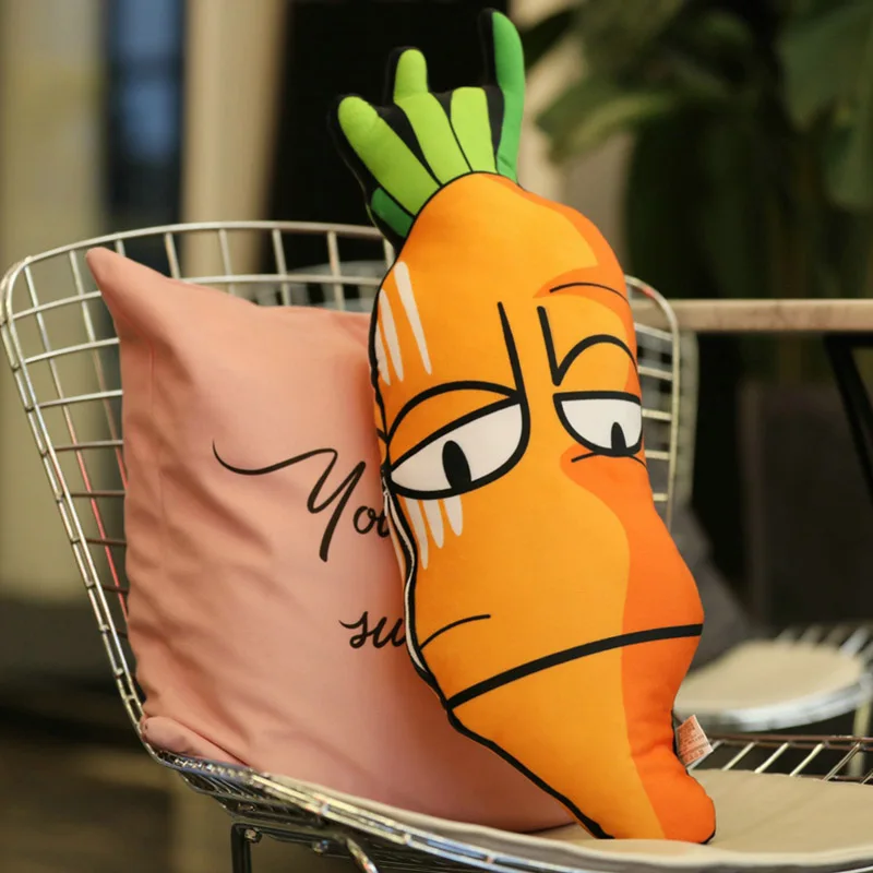 3D Magic Kawaii Cute Stuffed Funny Carrot Toys Cartoon Plush Plant Soft Carrot Pillow Kids Baby Toys For Children Birthday Gift - Цвет: sad