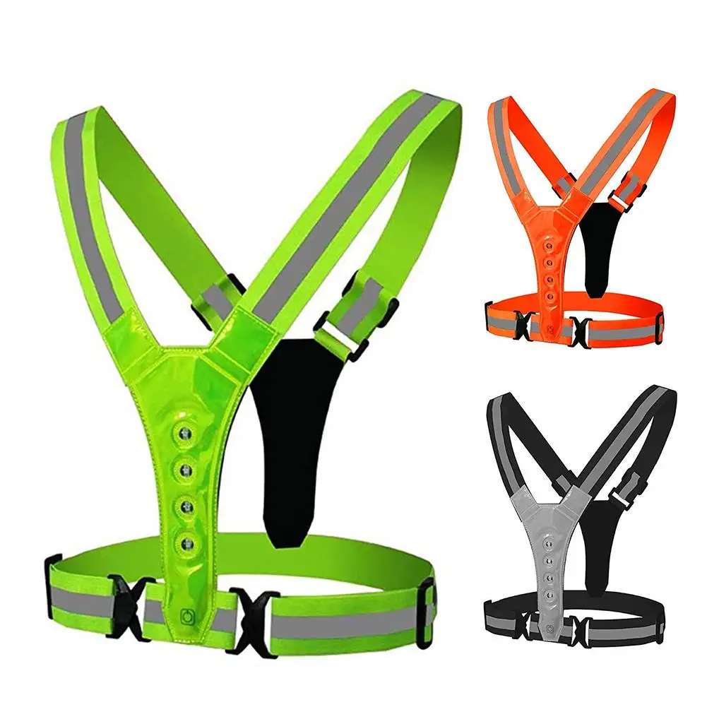LED Wireless Cycling Vest MTB Bike Bag Safety LED Light Vests Bicycle Reflective Warning Vests For Night Riding Lights