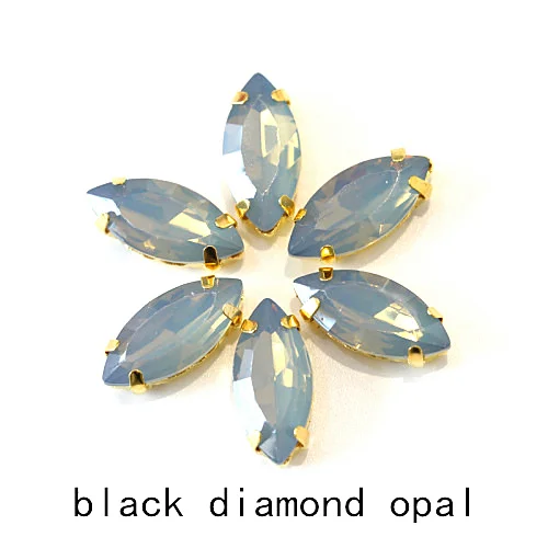 Black Diamond Opal 7x15 мм 20 шт конский глаз опал Смола пришить стразы с коготь стразы пришить на коготь стразы для шитья из стразов для одежды B3466 - Цвет: Black Diamond Opal