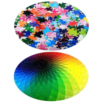 

1000 Piece Puzzles for Adults Teen Gradient Color Rainbow Large Round Jigsaw Puzzle Difficult DTT88