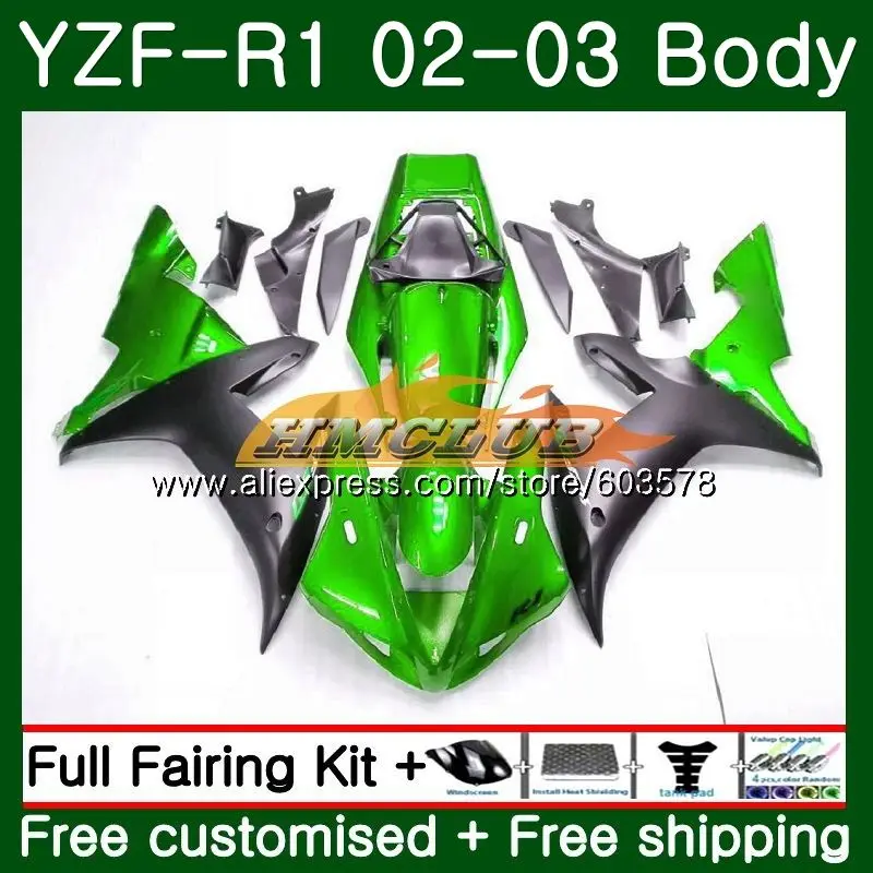 No. 1 Для кузова Yamaha YZF R 1 YZF 1000 YZF-1000 2002 2003 60CL. 22 YZF R1 02-03 тела YZF1000 YZF-R1 YZFR1 02 03 обтекатель зеленого цвета - Цвет: No. 1
