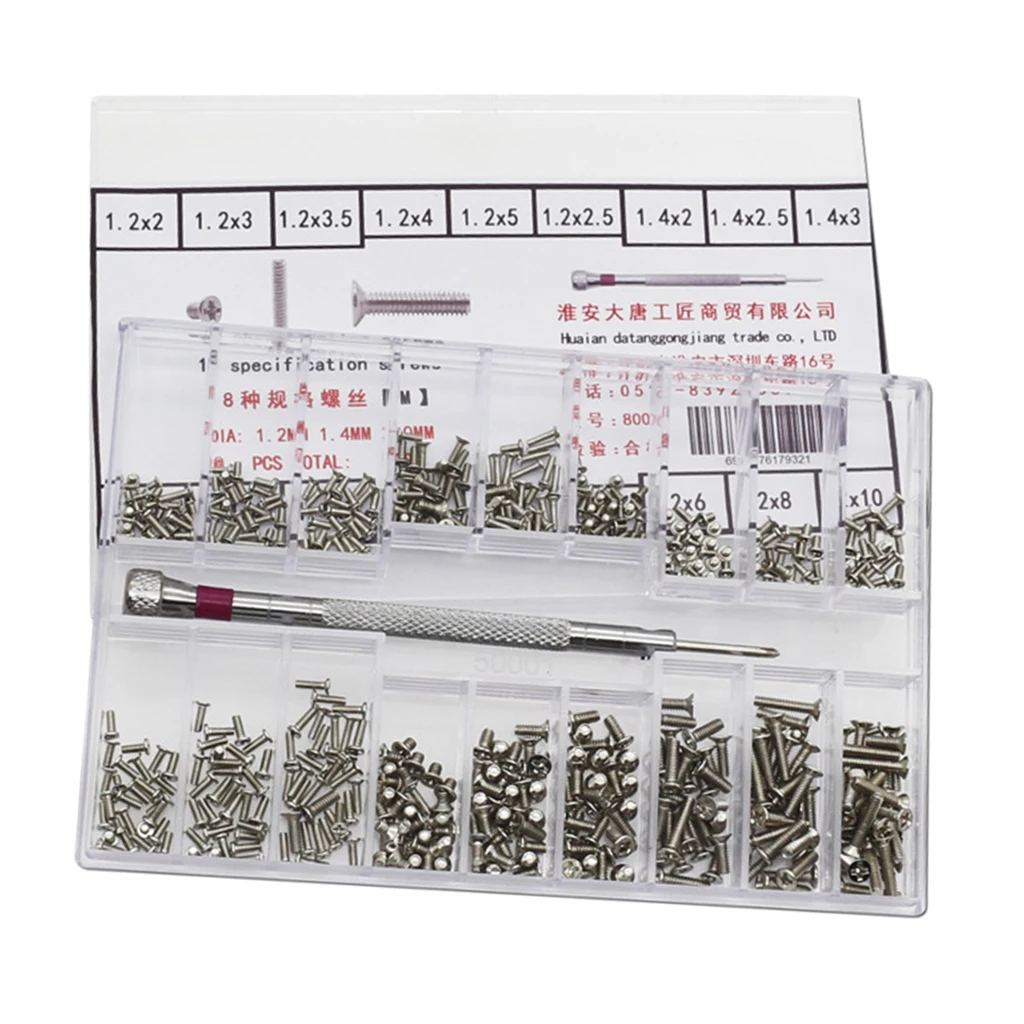 500pcs Tiny Screws Nuts + Screwdriver Watch Electronics Eyeglasses Screws 500pcs Tiny Screws Nuts + Screwdriver Watch Electronics Eyeglasses Screws