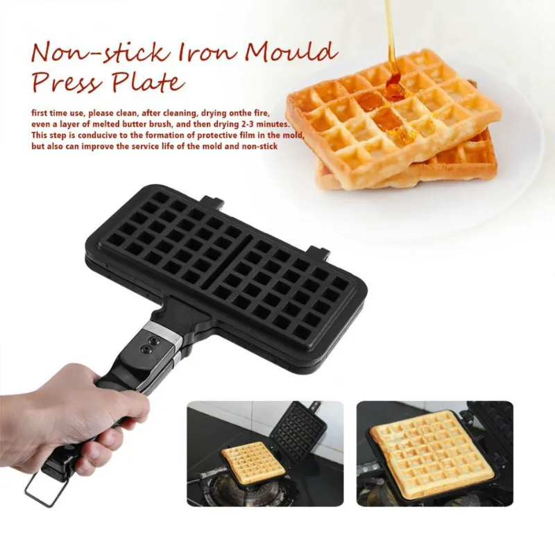  Dual Head Kitchen Gas Non-Stick Waffle Maker Pan Mould Mold Press Plate Baking Tool Bubble Egg Cake - 32970064188