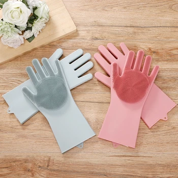 

Simple Household Dishwashing Gloves Cleaning Utensil Accessories Brush Pot Thin Section Silicone Cleaning Gloves