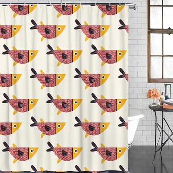 

Cartoon Fish Painting Waterproof Polyester Fabric Shower Curtain Home Decoration Bathroom Shower Curtain