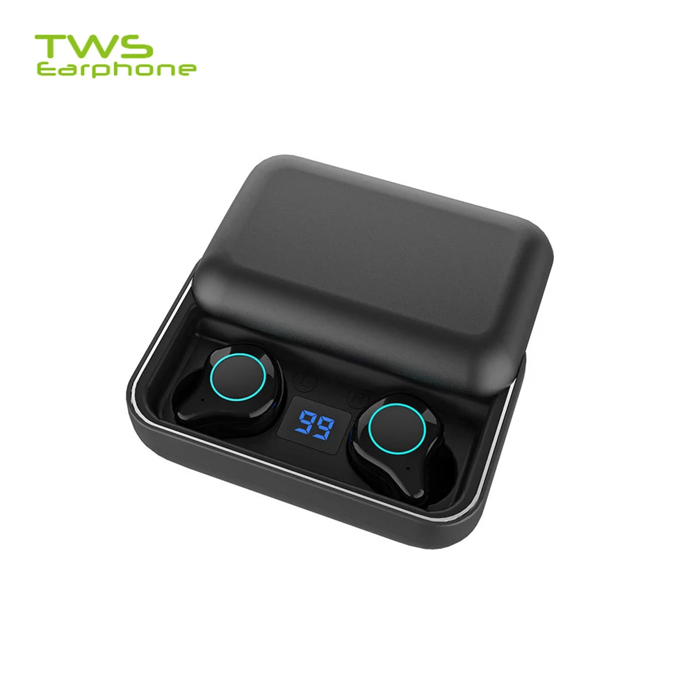 TWSearphone R6 Wireless Handfree Headphone Bluetooth 5.0 Earphone HD 8D Sport Stereo Earbuds With Micphone LED Display VS QCY |