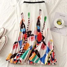 Модные юбки Харадзюку С принтом женская плиссированная Бохо одежда плюс размер Saia Миди юбка Saias Roupas Женская миди юбка плюс размер XXL