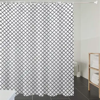 

Shower Curtain Fabric Polyester Fabric,Waterproof, Machine Washable, Modern,Geometrical Stripes Crossing Zig Zag Basket Braid