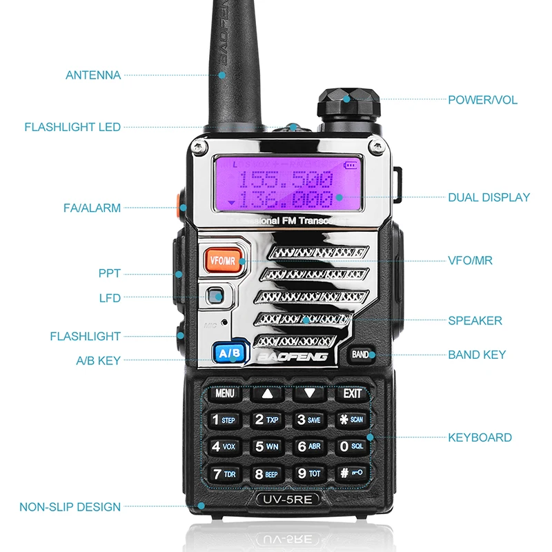 Портативная рация портативное радио Baofeng UV-5RE двухдиапазонное двухстороннее радио Pofung UV 5RE 5 Вт 128CH UHF/VHF двойной дисплей радио