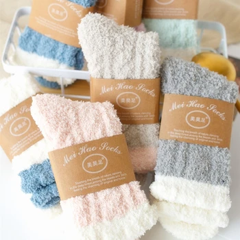 

Women Ladies Winter Warm Soft Fluffy Bed Socks Home Floor Slipper Coral Velvet Fleece Sock Winter Boots