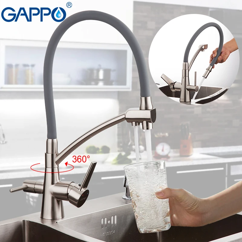  GAPPO Kitchen Faucets Dual Handle Rotatable Kitchen Faucet Pull Out Filter Tap Kitchen Drinking Wat - 4000089317276