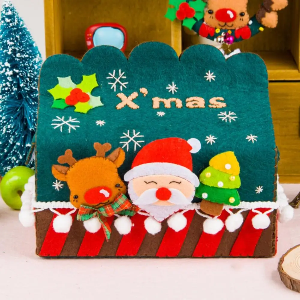 

Christmas Cartoon Tissue Box Non-Woven Christmas Tissue Holder Free Cut Handmade Craft Material Kit For Home Party Decor