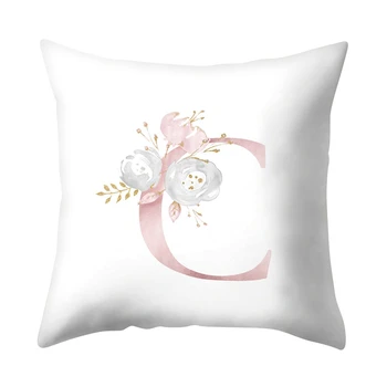 

45x45cm Pillow Cover 26 English Alphabet Cushion Cover Pillowcase Polyester Children Room Flower Printed Office/Home