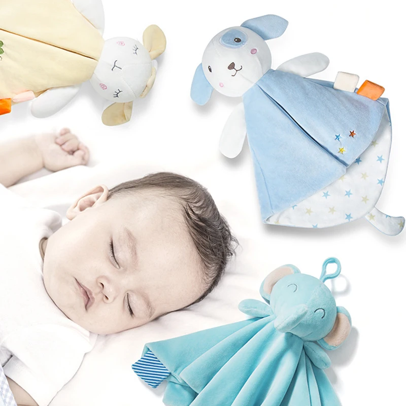 Soothe Animal Blanket&Rattle Doll Blankets for Baby Sleeping Accompany 
